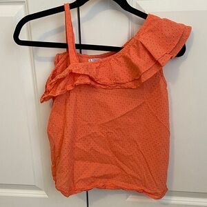 Mayoral Orange Ruffled One-Shoulder Blouse
